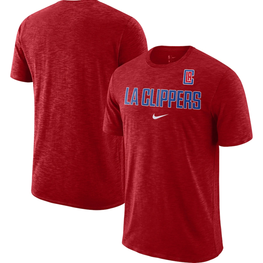 2020 NBA Men Nike LA Clippers Heathered Red Essential Facility Slub Performance TShirt.->nba t-shirts->Sports Accessory